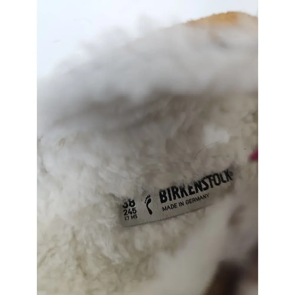 Birkenstock Arizona Shearling Suede Buckle Sandals Size 38/ 7